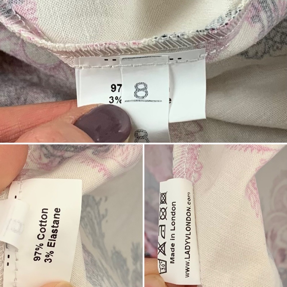 Lady V London Vintage Floral Paisley Tea Dress Red Ivory UK 8 , US 4 NWT - Picture 7 of 11